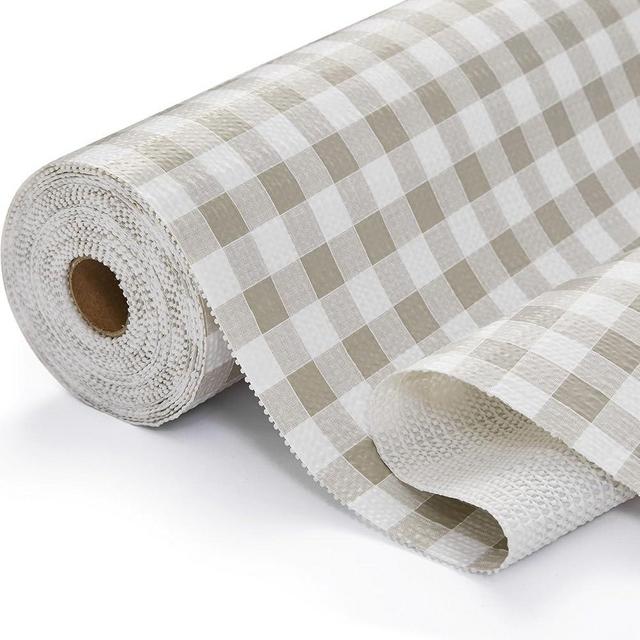 Aohoofull Drawer Shelf Liner, Non-Slip Kitchen Cabinet Liners Non-Adhesive Thick Strong Grip Waterproof Mats Protect Dresser Shelves Cupboard Bathroom Cabinets, Green Plaid, 17.5 in X 20 FT
