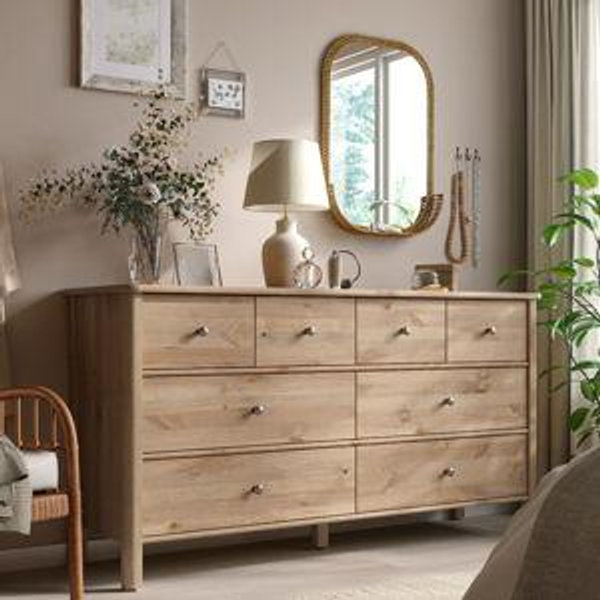 STOREMOLLA 8-drawer dresser, gray-brown stained, 67 3/8x19 5/8x35 7/8 "