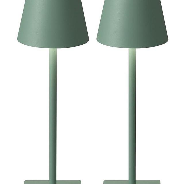 KDG 2 Pack Cordless Table Lamp,Portable LED Desk Lamp, 5000mAh Battery Operated, 3 Color Stepless Dimming Up, for Restaurant/Bedroom/Bars/Outdoor Party/Camping/Coffee Shop Night Light(Green)