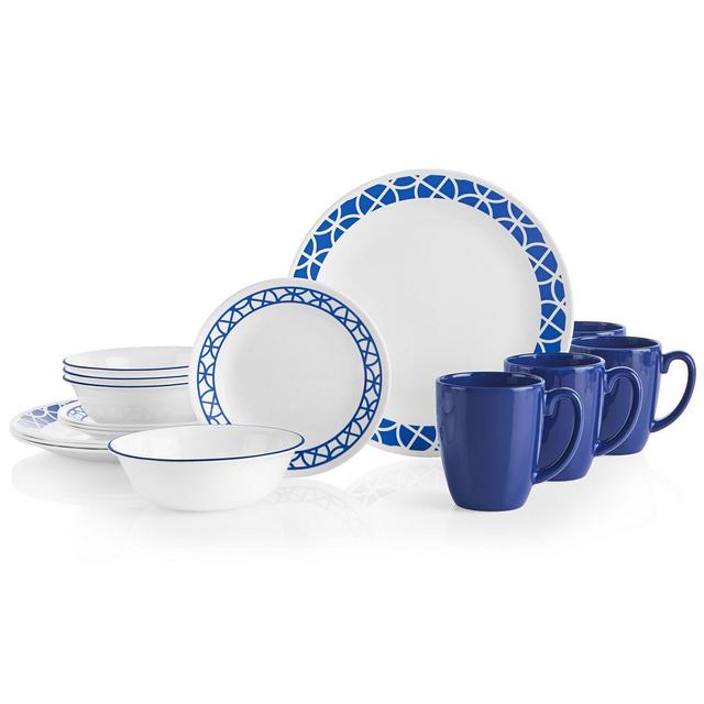 Corelle® Cobalt Circles 16-piece Dinnerware Set, Service for 4