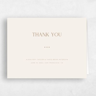 Cream, Beige Wedding Thank You - Sharpe Classic