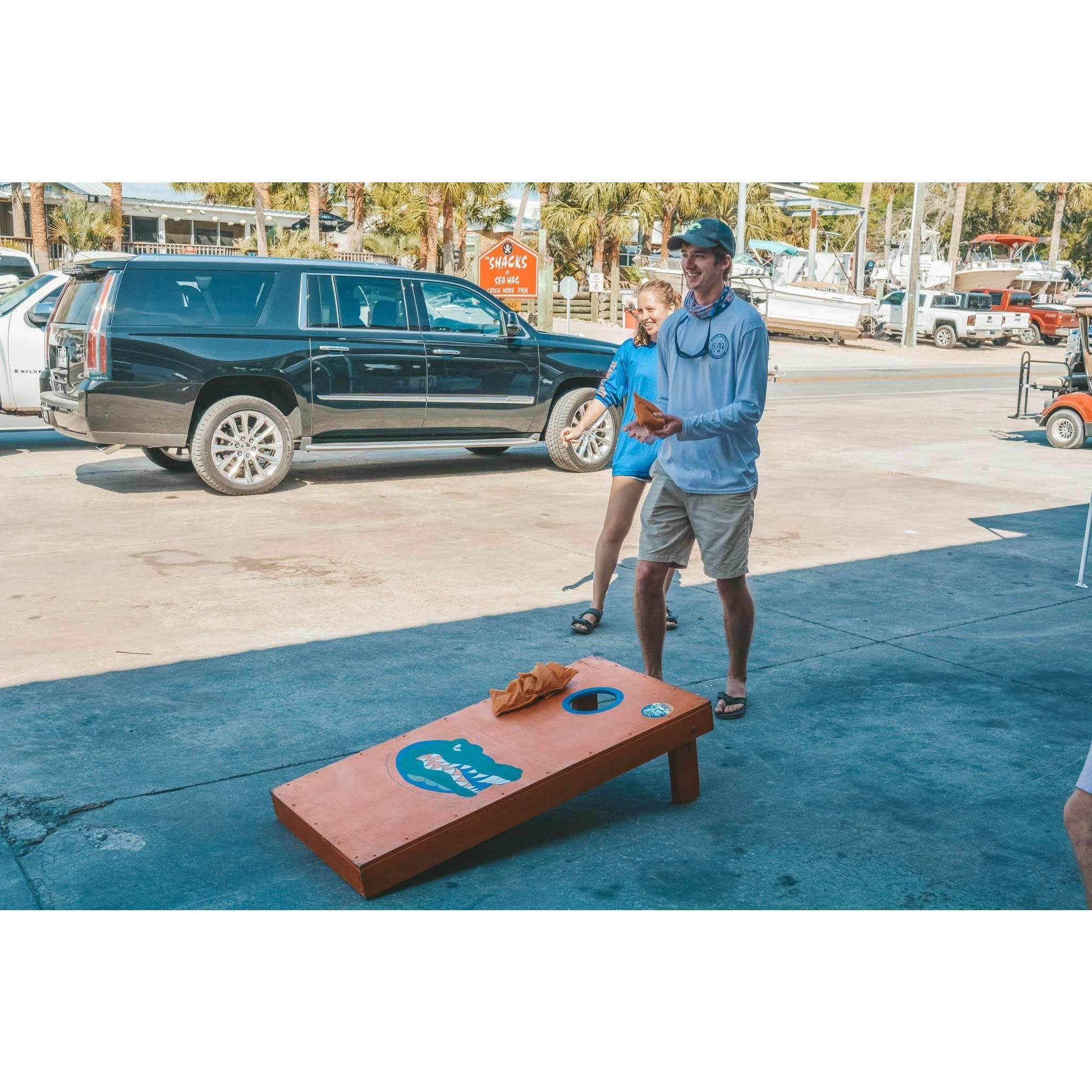 Running the table at cornhole during the 2020 Salty Gators Tournament in Steinhatchee.