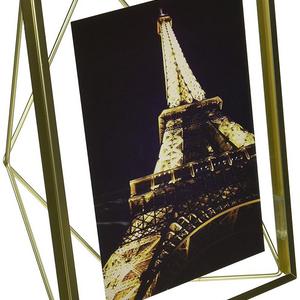 Umbra Prisma 5 x 7 Picture Frame – Floating Wall or Desk Photo Display for Pictures, Art, Illustrations, Graphic Text & More, Metal, Matte Brass