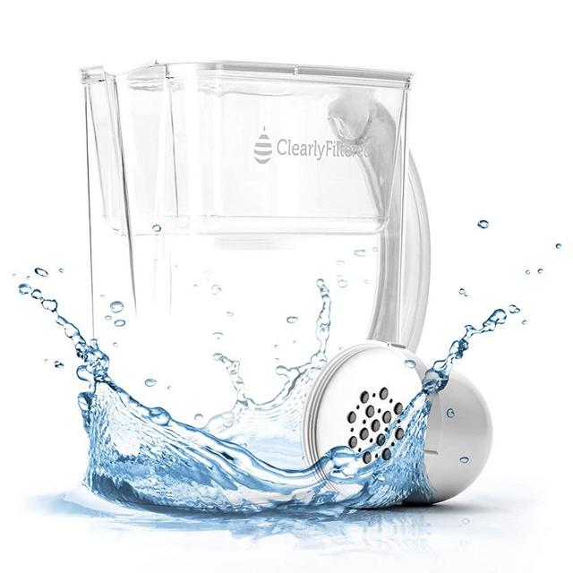 Clearly Filtered Water Filter Pitcher | Guaranteed to Remove More Contaminants Than the Top 5 Leading Brands Combined | Tested to NSF Standards | 10 Cup Purifier, 1 Filter Cleans 100 Gallons of Water