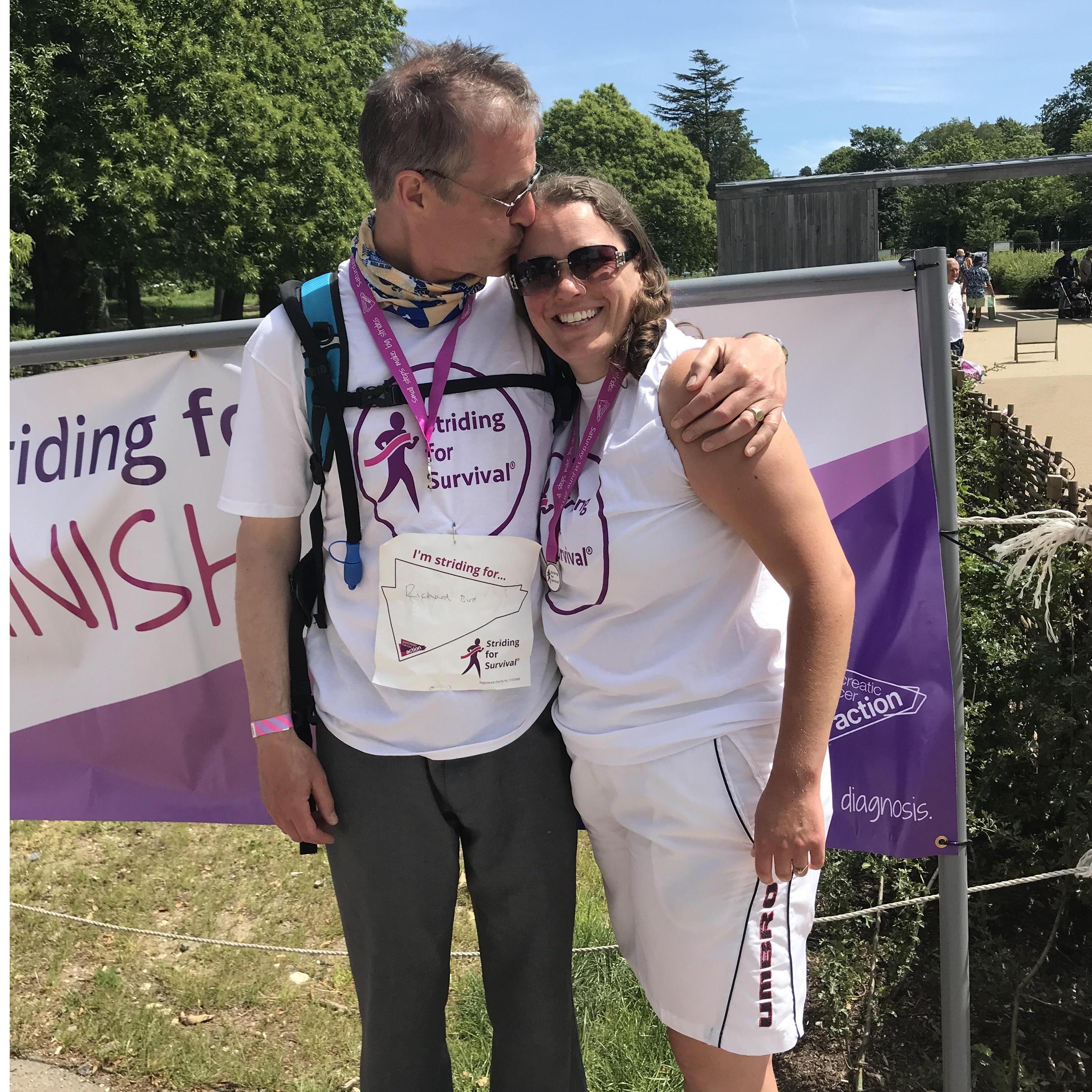 At the finish line of an 11K walk around Virginia Water for charity.
June 2019
