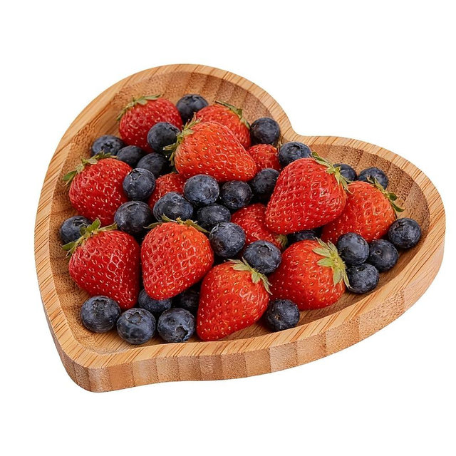 Hoceium Wooden Serving Tray Heart Shaped Cheese Board Salad Plate Dinner Plate Cake Plate Decorative Serving Platter Plate for Snack Candy Food Fruit Decor (10.63x10.63x0.63inch)