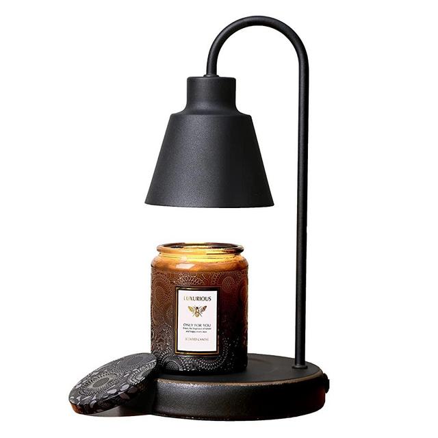 Softanzi® Candle Warmer Lamp for Scented Jar Candles with Macaron Color Coffee Warmer Applied Top Down Stand Wax Melter Dimmable Light Melt and Tarts Electric Heater Burner Fragrance Lamps(Black)