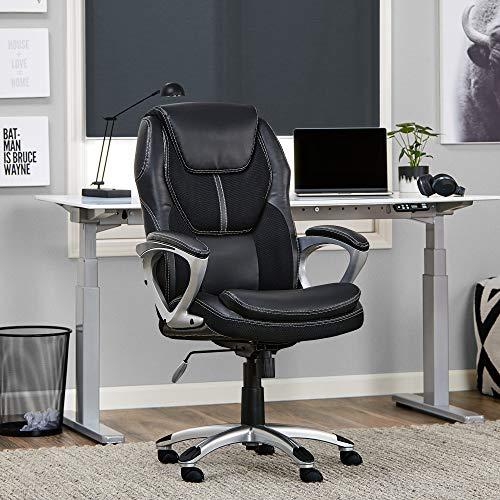 Serta Works Executive Office Chair, Faux Leather and Mesh, Black