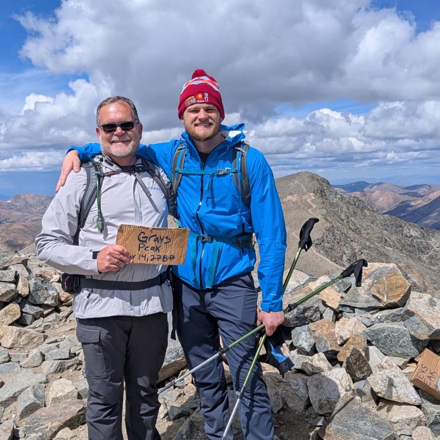 Charlie and his dad, David, on Grays Peak! (14,278 ft)