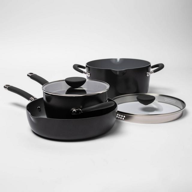 5pc Ceramic Coated Aluminum Stackable Cookware Set - Made By Design™