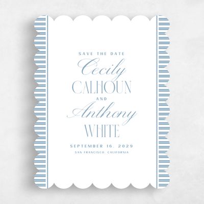 Blue Scalloped Wedding Save the Date - Connell Portrait