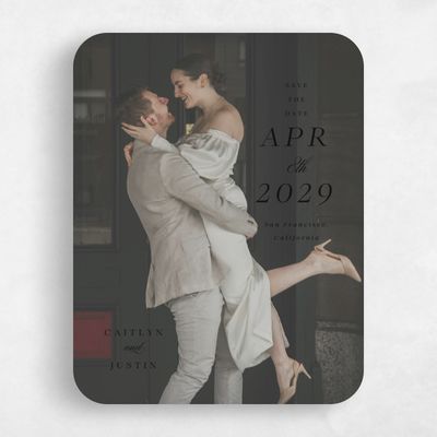 Black Rounded Wedding Save the Date - Rosamund Photo