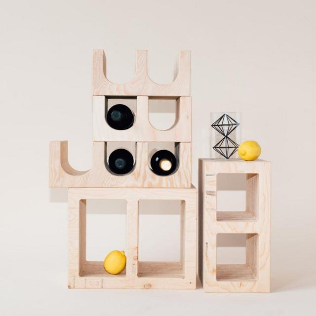 Wine Rack // Wooden Wine Rack // Decorative Tinder Block // Cinder Block Replica // Vintage Replica // Wood Block