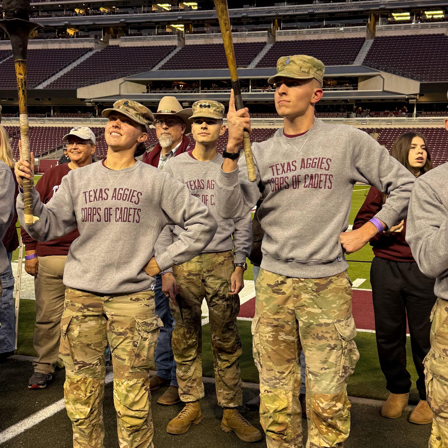 Jackson joined Zoe for almost every Midnight Yell (even after his death) to conduct with the torches on the field that her chain created for the drum majors and Yell Leaders