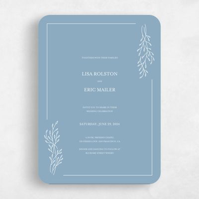 Blue Rounded Wedding Invitation - Merrion Frame
