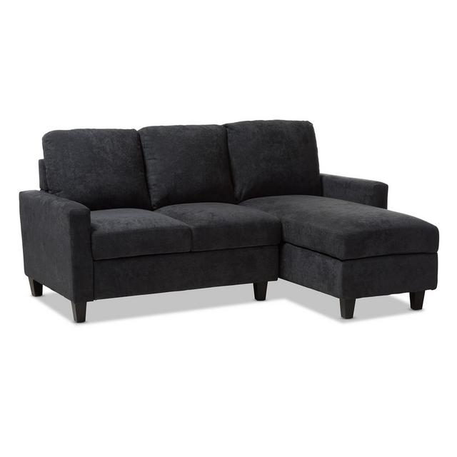Baxton Studio Grayson Modern and Contemporary Fabric Upholstered Reversible Sectional Sofa Dark Gray