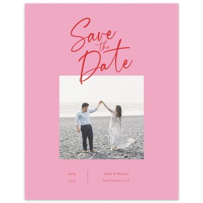 Carnation Pink Wedding Digital Save the Date - Santorini Photo