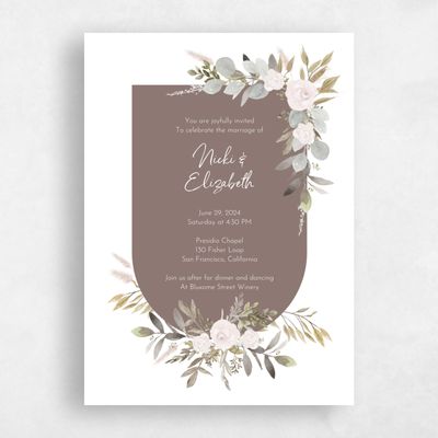 White Wedding Invitation - Adeleida Portrait
