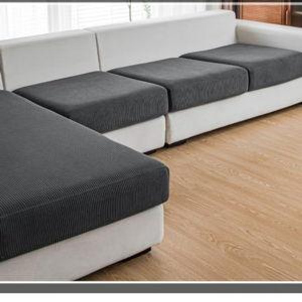 Couch Cushion Covers, (3 Seaters+1 Chaise, Dark Gray)