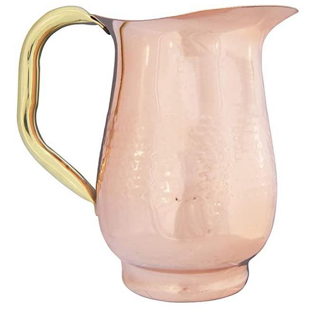 Creative Co-Op 42 oz. Hammered Stainless Steel Pitcher, Copper