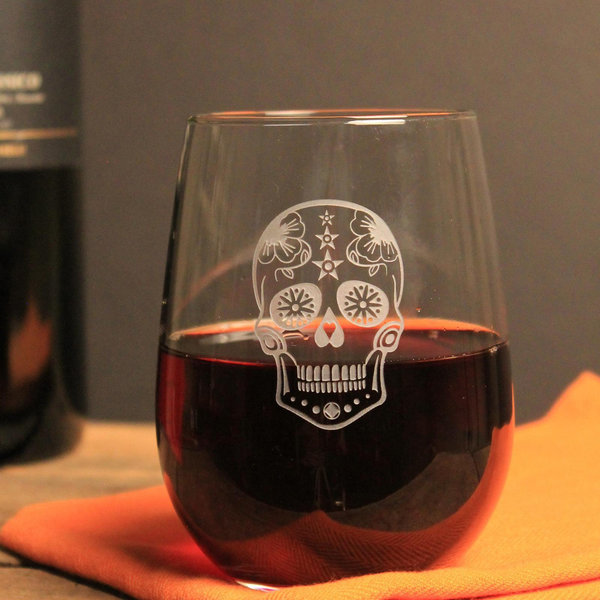 Rolf Glass Sugar Skull Whiskey Decanter and Rocks Glasses - Thumbnail 4