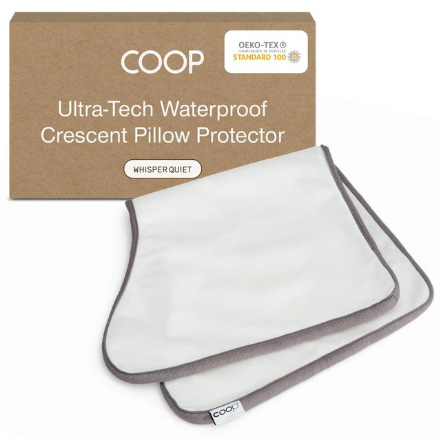 Coop Home Goods Ultra-Tech Waterproof Crescent Pillow Protector – Zippered Covers for Crescent Pillows, King Size, Oeko-Tex Certified, Breathable, Machine Washable