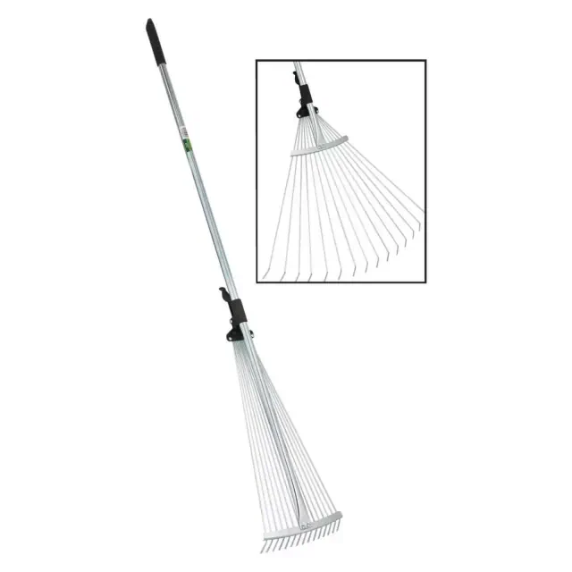 Best Garden Steel Leaf Rake Adjustable Head Width up to 25 inches
