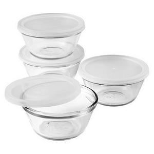 Anchor Hocking 6oz Set of 4 Glass Custard Cups with Snap On Lids - Clear