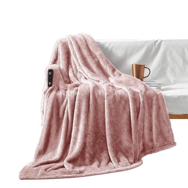 Exclusivo Mezcla Plush Fuzzy Large Fleece Throw Blanket for Couch/Bed /Sofa ( 50" x 70", Dusty Pink)- Soft, Warm& Lightweight