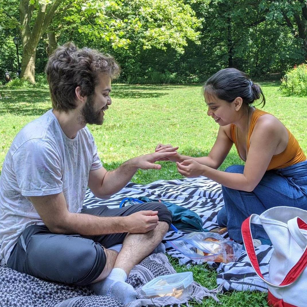 Sarah proposing in Central Park a week later, June 2020
