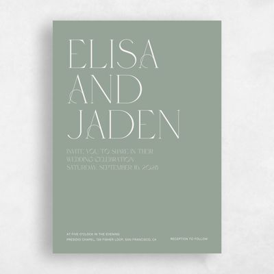 Sage, Green Wedding Invitation - Garnet Portrait