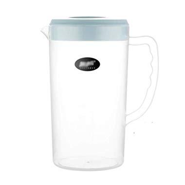 0.66 Gallon Big Plastic Pitcher with Lid BPA-FREE Eco-Friendly Carafes Mix Drinks Water Jug for Hot/Cold Lemonade Juice Beverage Jar Ice Tea Kettle (84oz, Blue)