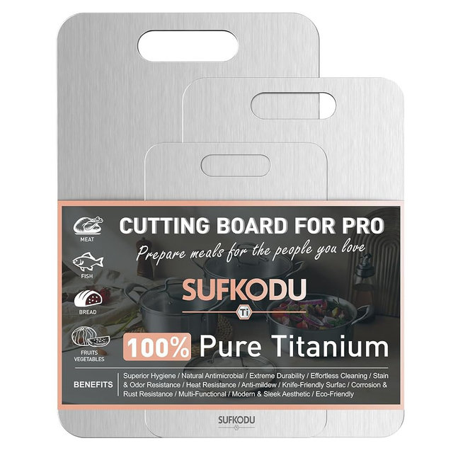 3 Piece Titanium Cutting Boards for Kitchen, Double-Sided Non-toxic Titanium Cutting Board, Dishwasher Safe Cutting Board for Meat, Vegetables, Fruits & Daily Food Prep