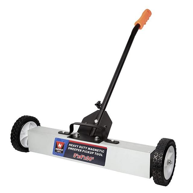 Neiko 53418A Magnetic Pick-Up Sweeper with Wheels 30 Lb, 36" | Adjustable Handle & Floor Clearance