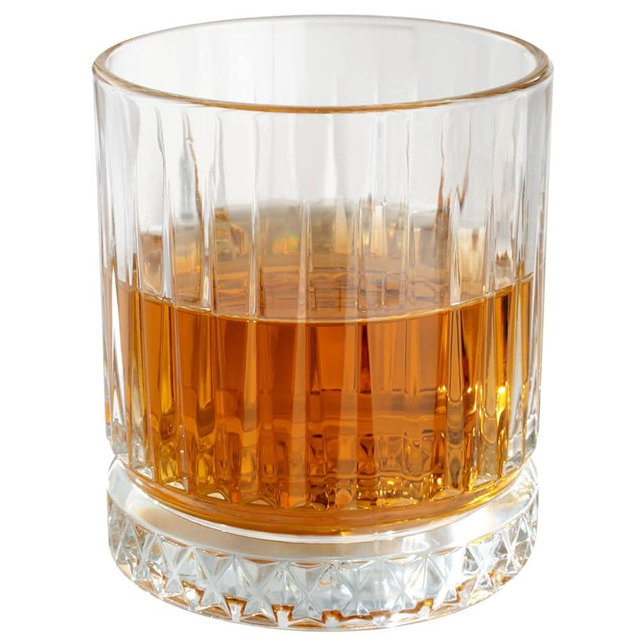 Restaurantware Elysia 7 Ounce Whiskey Glasses 6 Cut Rocks Glasses - Lead-Free Weighted Base Clear Glass Tumblers Dishwasher-Safe For Scotch Bourbon And Cocktails