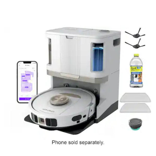 Shark - Stratos 2-in-1 Robot Vacuum & Mop With 25+ Hands-Free Features & NeverTouch Self-Cleaning Base - White