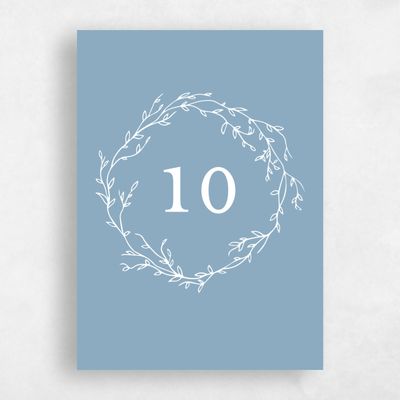 Dusty Blue Wedding Table Number - Normandy