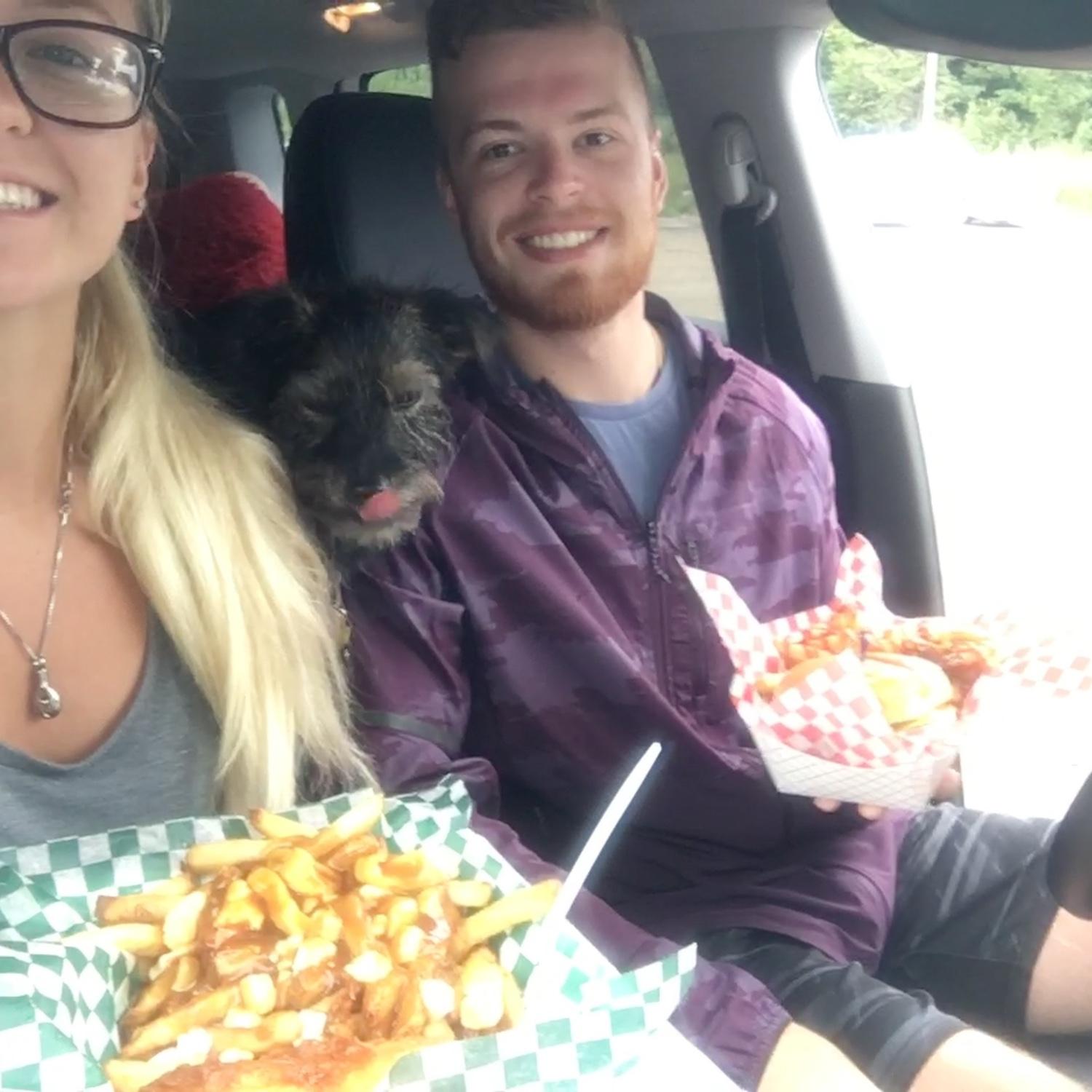 Poutine at the cottage is a must! (Toby thinks so too!)