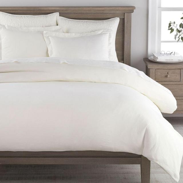 Classic Ivory Belgian Flax Linen Duvet Cover, Full/Queen