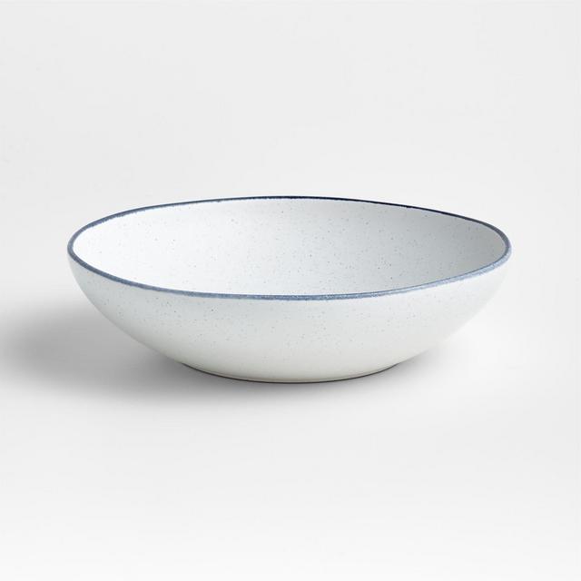 Lina Matte Blue Stripe Low Bowl