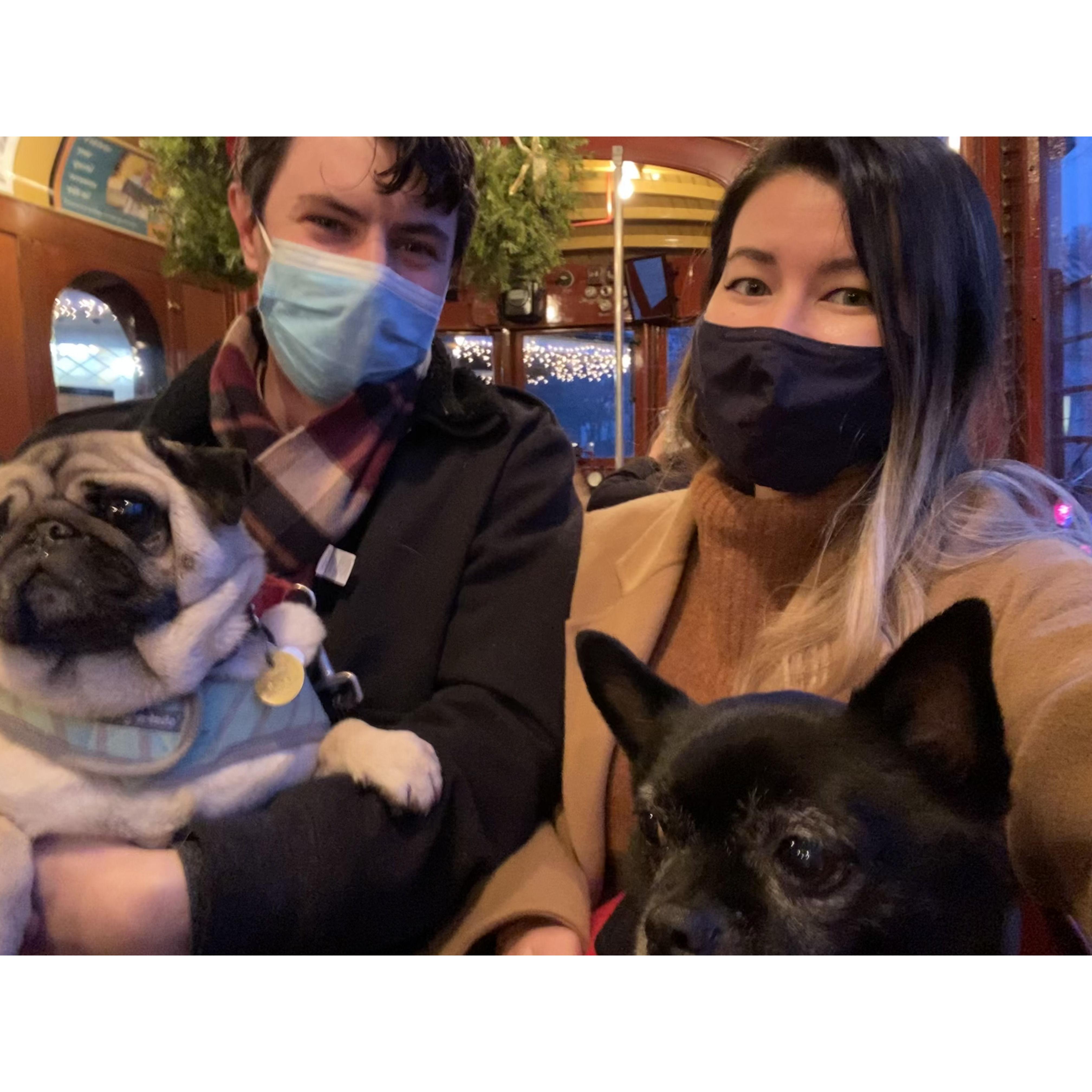 Family outing to the trolley museum in Maine, December 2021.