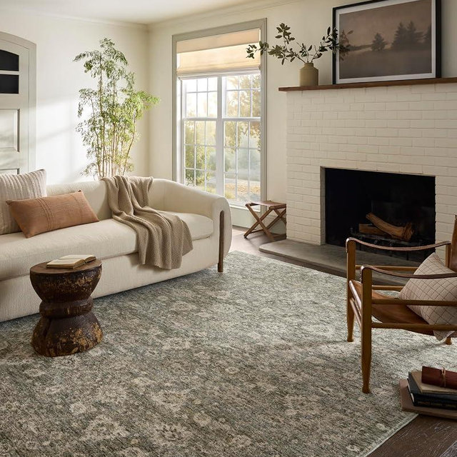 Loloi Magnolia Home by Joanna Gaines Junie Collection JUE-06 Lagoon/Natural 9'-6" x 13', .38" Pile Height, Area Rug