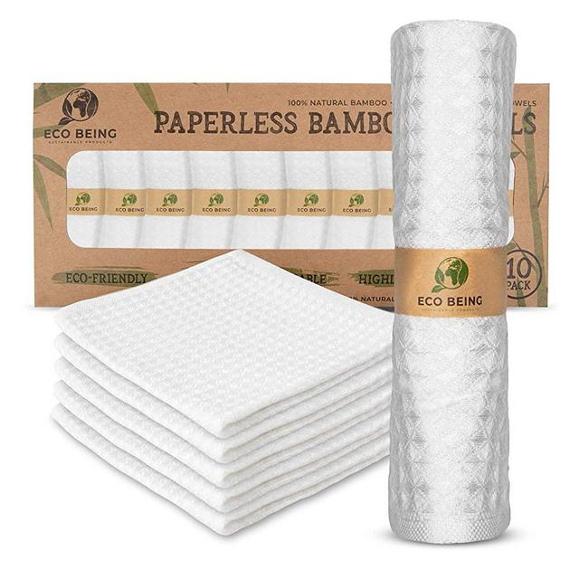 Reusable Paper Towels, Washable Unpaper Towels - Eco Friendly, Sturdy, Super Absorbent, Organic Bamboo Paper Towel Alternative. Perfect for Reusable Napkins, Washcloths & Zero Waste Towels for Kitchen