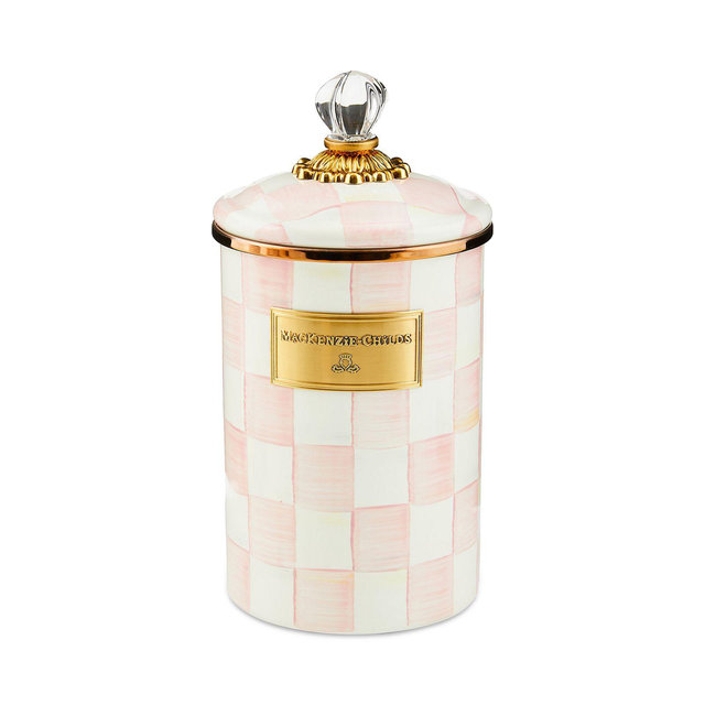 Mackenzie-Childs Rosy Check Enamel Canister, Large