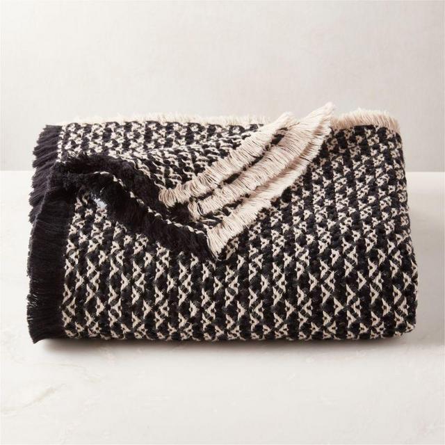 Lagos Organic Cotton Black and White Throw Blanket