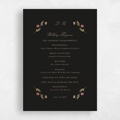 Black Foil Wedding Program - Isolde Foil
