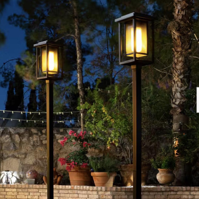 Ambrose Solar 6 Lumens Matte Black Integrated LED Modern Flicker Flame Torch Path Light (2-Pack); Weather Resistant