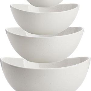 Sweese Porcelain Serving Bowls for Entertaining, 10-18-28-42 Ounce, Microwave & Dishwasher Safe, Large Serving Dishes, Prep Salad Bowls for Thanksgiving Christmas, White Grey