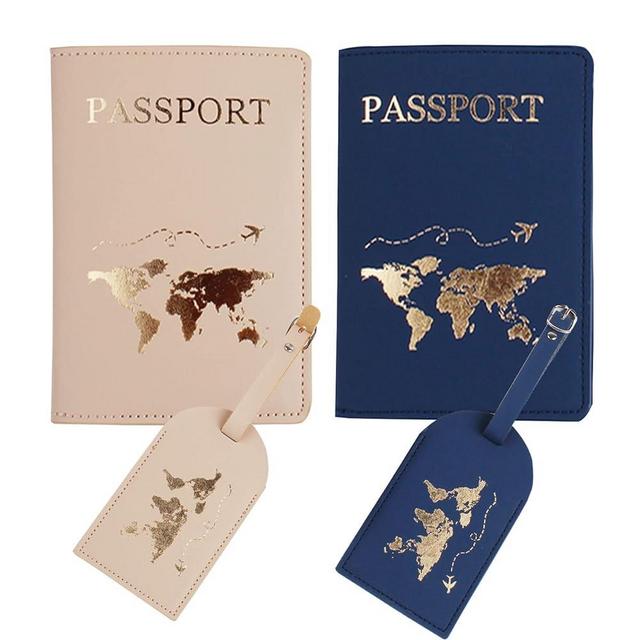 Syiomlis Mr and Mrs Luggage Tags Couples Passport Holder Set,Bridal Shower Gifts, Honeymoon Engagement Gift, Anniversary, Newlywed, Bride Groom, his and her Passport Holder (Brown)