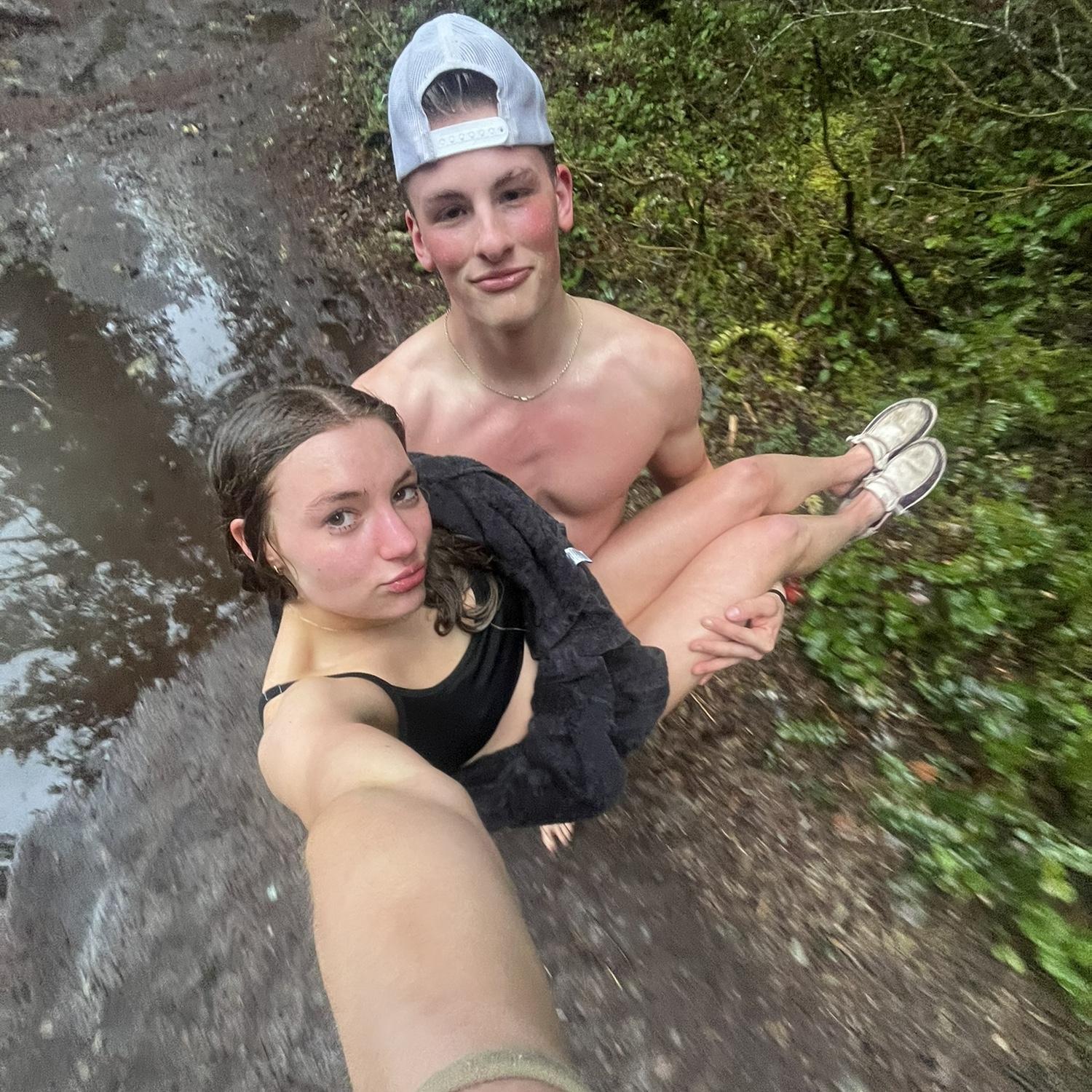 We did a cold plunge in April in the Clackamas river 🥶. I was trying to impress him so I had to